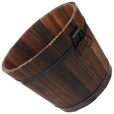  Barrel Flower Pots Outdoor Wooden Bucket with Handle Buckets Pails