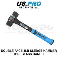 US PRO INDUSTRIAL Double Face 3Lb Sledge Hammer Fibreglass Handle 4600