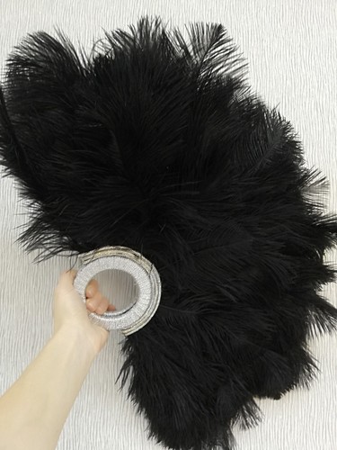 Luxury black feather fan with - fan,