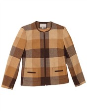 MICHEL AMBERS Womens Blazer Jacket UK 10 Small Brown Check Polyester CA03