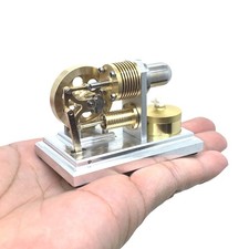 Mini Horizontal Hot Stirling Engine Brass Stainless Steel Desk Display Model