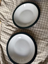 2 DENBY GREENWICH SOUP / PASTA BOWLS GREEN 8.5" 21.5cm diameter