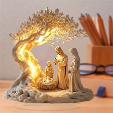 Nativity Scene Craft -Desktop Decor, Christmas adorn, Family Statue Tree 2D