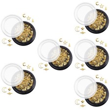  6 Boxes Nail Decoration Art Charms Nails Accessories Moon and Star