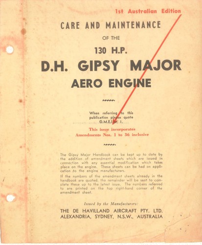 Gipsy major engine - major, care