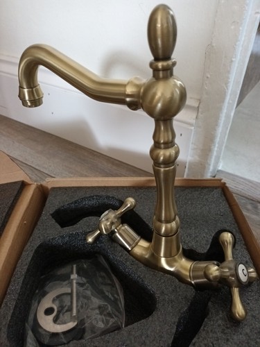 Golden brass kitchen mixer - brass, tap