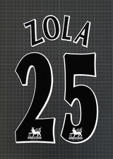 ZOLA #25 1997-2007 Player Size Premier League Black Nameset Lextra