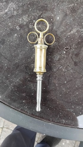 Vintage brass syringe antique - vintage,