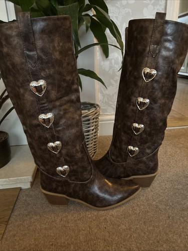 Ladies brown knee high - brown, cowboy