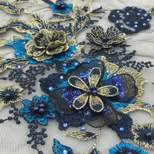 Flowers lace applique pearl - lace,