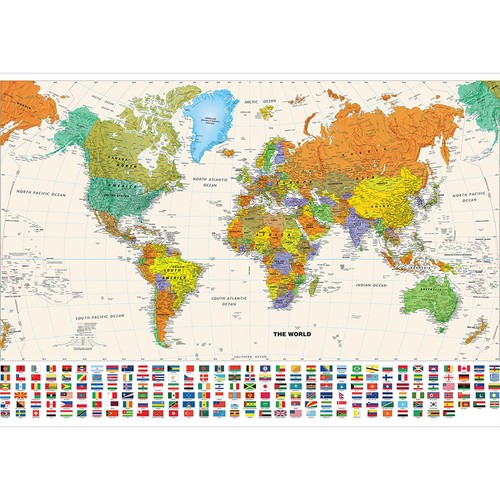 Extra large world map - large, a0