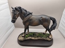 Resin Sculpture BlackBrown 9" Horse Figurine Decorative Ornament Collectible Art