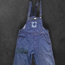 mens vintage patchwork repaired navy French work dungarees, W36