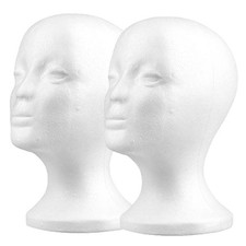 2*Polystyrene Foam Head Dummy Mannequin Female Model For Hat, Hair Wigs Display