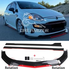 For Fiat Abarth Punto Black Red Front Bumper Lip Spoiler Splitter + Side Skirts