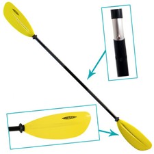 CONWY YELLOW FLOATING KAYAK PADDLE - 2 PIECE ALUMINIUM - HIGH QUALITY - 223cm