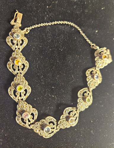 Marcasite filigree link chain - marcasite,
