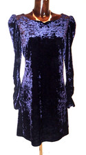 Ossie Clark purple crushed velvet party cocktail evening dress size 16