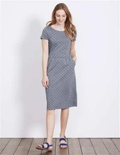 Boden Women's Phoebe Jersey Dress UK 6 regular Grey Polka Dot Print