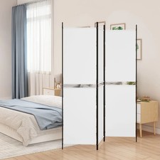 WALPLUS Room Divider 3-Panel White Fabric Privacy Screen 150x180 cm
