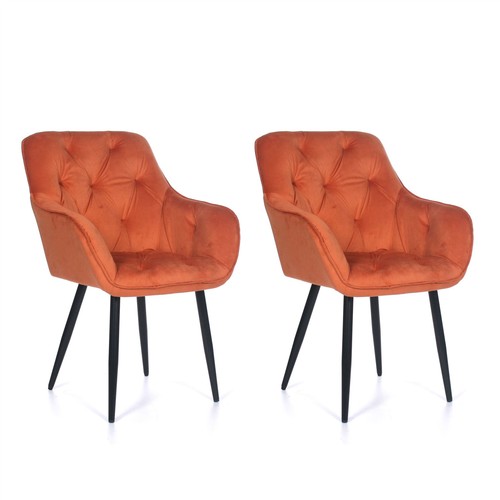 Velvet orange dining chairs - velvet,