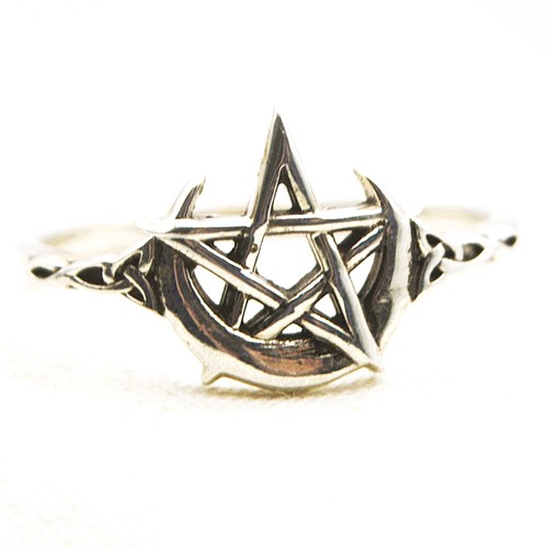 Pentagram crescent moon - crescent,