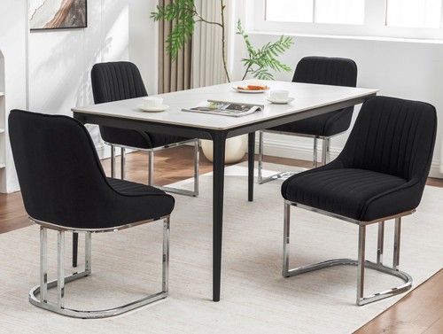 Set black velvet dining - 4,
