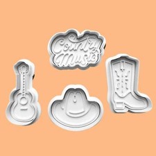 Country and Western-Themed Cookie Cutter Set – Cowboy Hat, Boot, Guitar, and Fon