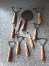 11- Vintage Pottery Ceramic Clay Wood Handle Hand Tools