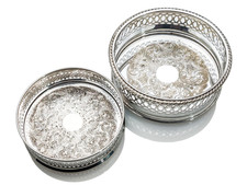 2x Silver Plated Wine Bottle