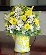 Vintage Enamel Yellow & White