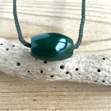 Fine New Zealand Ahaura River Pounamu Jade Greenstone Bead Necklace 22mm (6223)