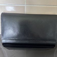 Radley Black Leather Travel Wallet Purse Organiser Zips Dividers Card Slots 9x5"