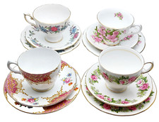 4x Pretty Floral Bone China