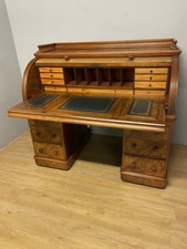 C19TH London made walnut twin pedestal cylinder desk Superb quality