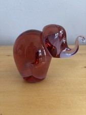 Red Glass Elephant Paperweight