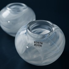 Kosta Boda White Swirled Glass