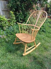 Vintage Blonde Ercol Chairmakers Light Finish Model 473 Gold Label Rocking Chair