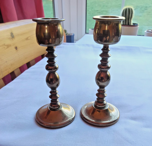 Pair antique solid brass - pair, of