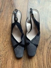Navy Polka Dot Sling Back
