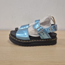 Dr Martens Voss Vegan Blue Faux Leather Chunky Platform Lightweight Sandals Uk 6