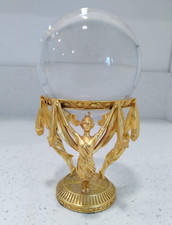 Vintage Crystal Visions Franklin Mint 1989 Crystal Ball 24k gold plated stand