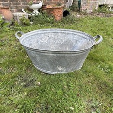 Large Vintage Oval Galvanised