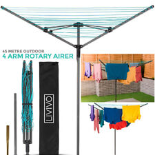 4 ARM ROTARY WASHING LINE CLOTHES GARDEN AIRER DRYER OUTDOOR FREE COVER SPIKE