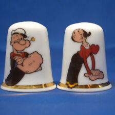 Birchcroft  Thimbles Pair -- Popeye & Olive Oyl  --  Free Dome Gift Boxes