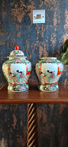 Vintage pair chinese famille - vintage,