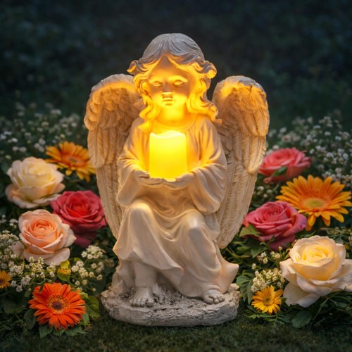 Solar angel garden statue with - angel,