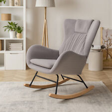Modern Rocking Chair Upholstered Fabric Armchair Accent Glider Rocker Chair Grey