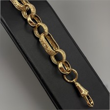 9ct Yellow Gold Plate on Sterling Silver Men’s Gypsy Belcher Bracelet 9″ 12 mm