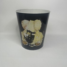 Vintage 1970s Sarah Kay Wastepaper Bin Trash Can Metal Made in England Retro